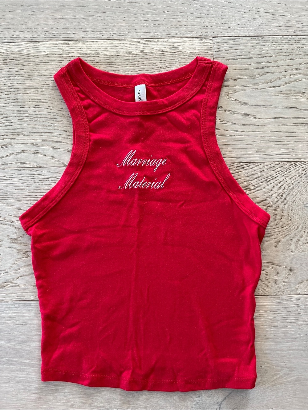 Red 'Marriage Material' Racerback Crop Tank
